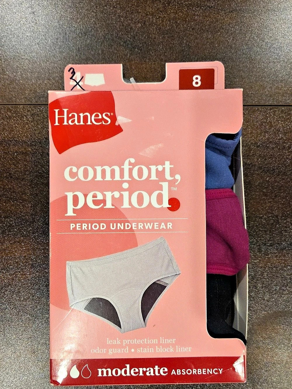 Hanes comfort, period Girls' Tagless Boyshorts Period Underwear Size 8 NWT.